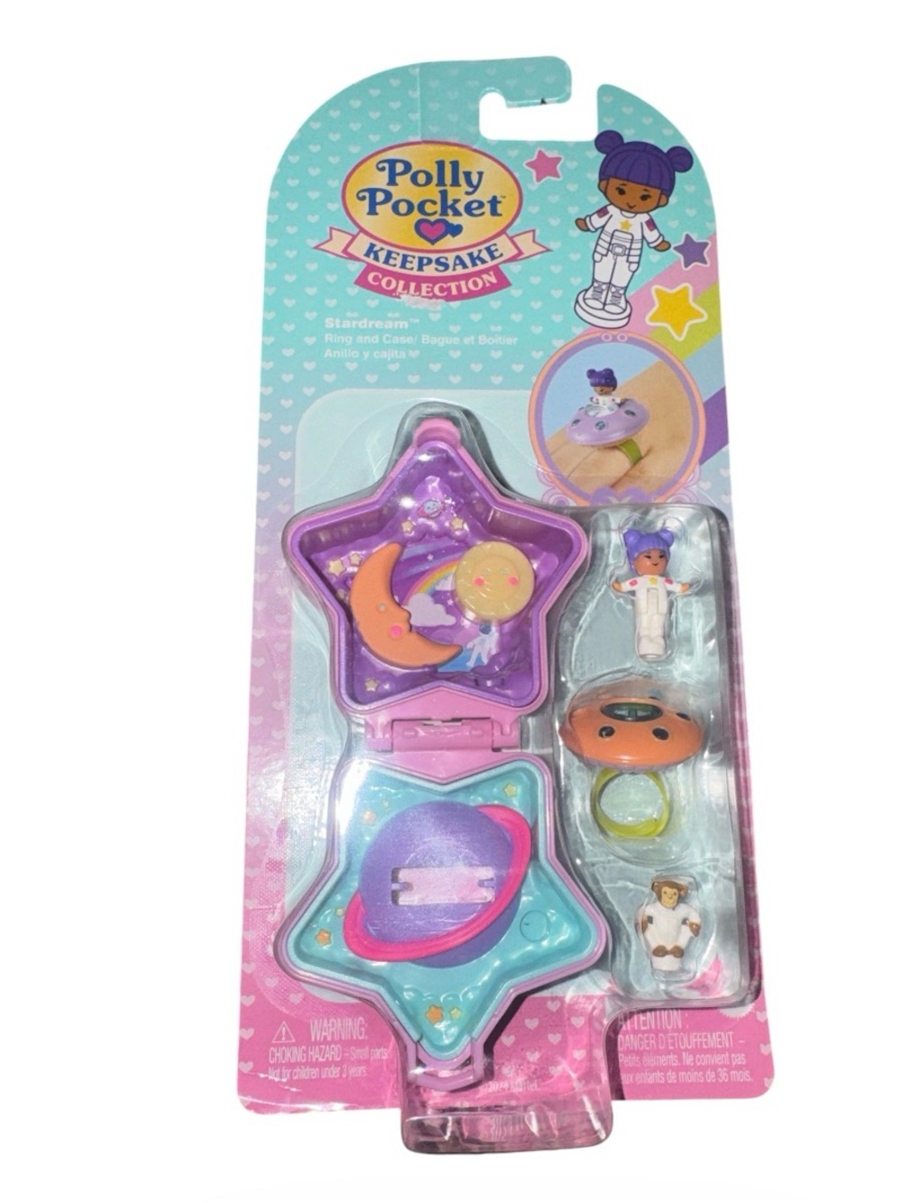 Polly Pocket Keepsake Collection Stardream Ring & Case - Purple/Teal